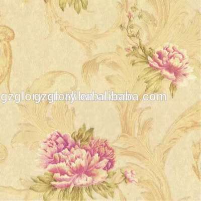 Glory beautiful and cheap PVC room/bedroom wallpaper in guangzhou